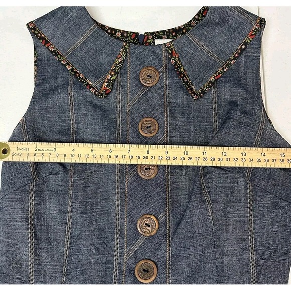 Vintage Dainty June Jean Womens 8 Mini Dress Fitted Fake Front Buttons Academia - Picture 4 of 6
